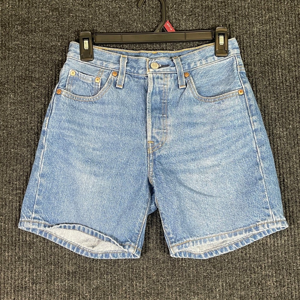 Levis 501 Original High Rise Denim Shorts Medium Wash Blue W25 85833-0022